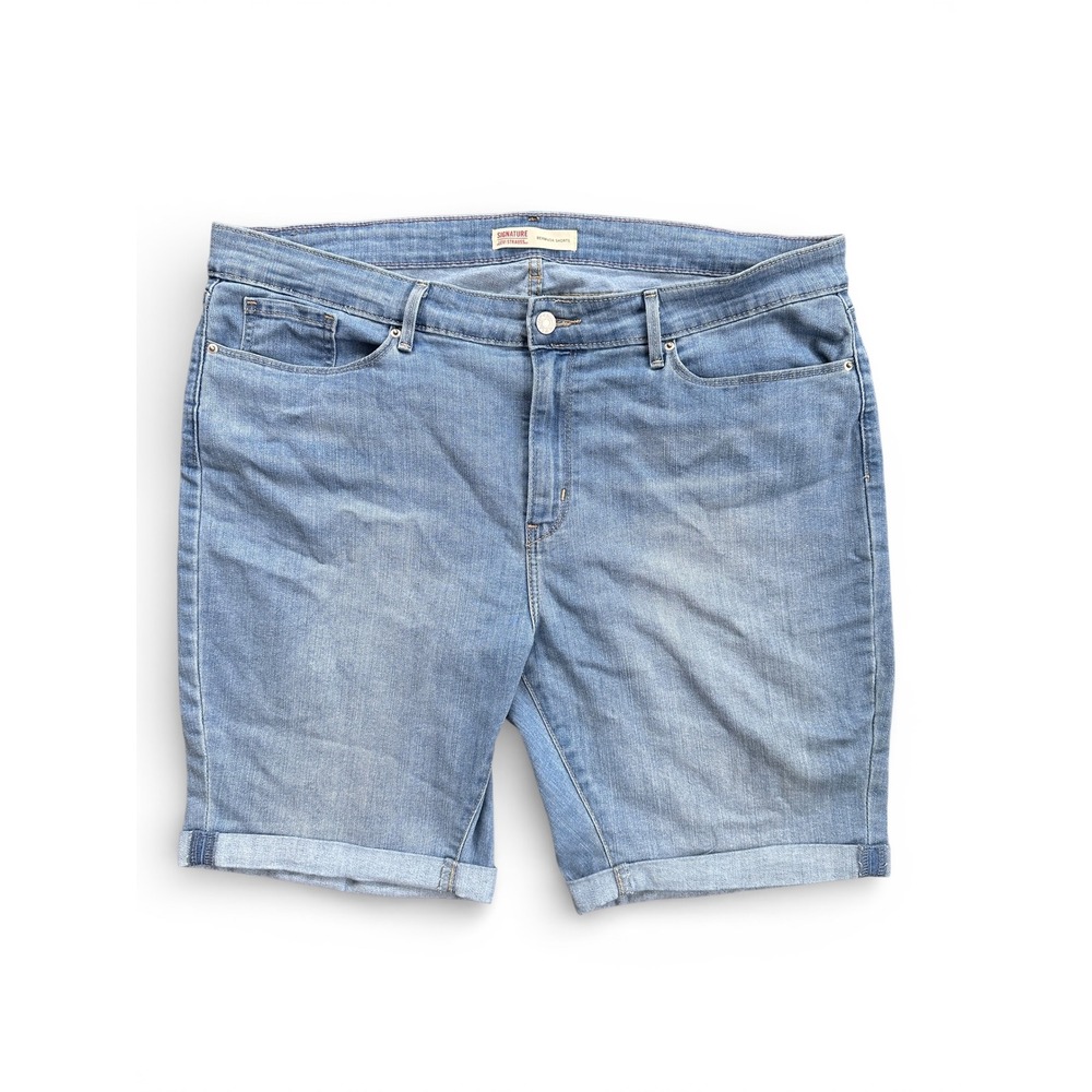 Signature by Levi‎ Strauss Womens Bermuda Shorts Light Wash Cuffed Denim 18 W34